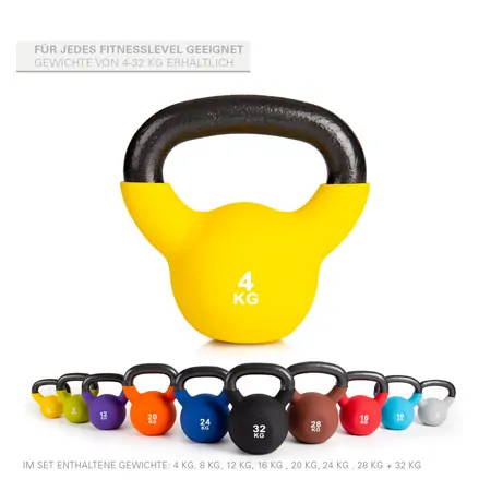 Kettlebells 4-32 kg, set of 8