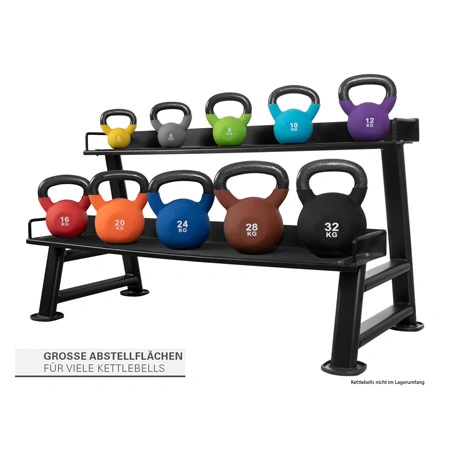 Kettlebell stand with 2 shelves, LxWxH 139x63x74 cm