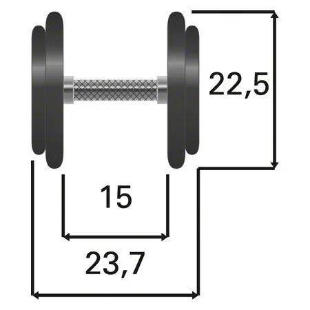 Dumbbells made of rubber, 15 kg, one piece