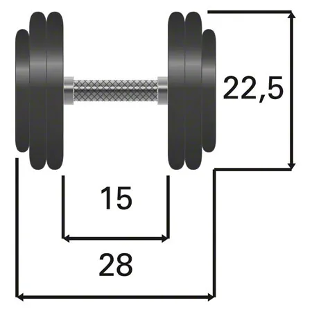 Dumbbell made of rubber 22.5 kg piece