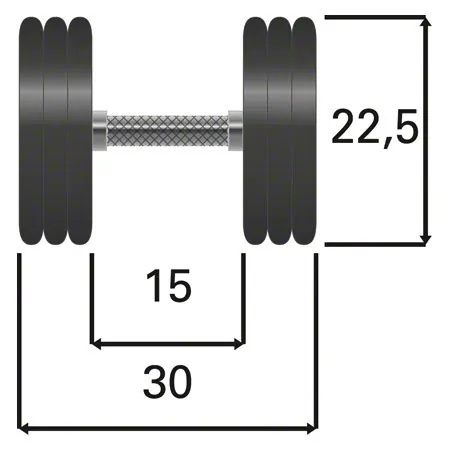 Dumbbells made of rubber, 25 kg, one piece