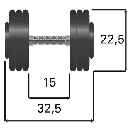Dumbbells made of rubber, 30 kg, piece