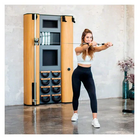 NOHrD Wall Compact, pulley, ski trainer, 8 swing dumbbells, oak