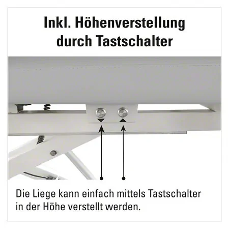 HWK Therapy table Impulse Lymph / Manu battery, with 3 pcs. Kopft. 195x65x50-96 cm