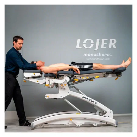 Lojer therapy table Manuthera 242, greywhite with battery