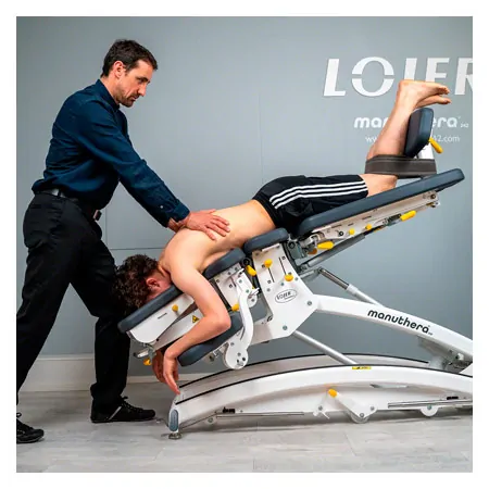 Lojer therapy table Manuthera 242, greywhite with battery