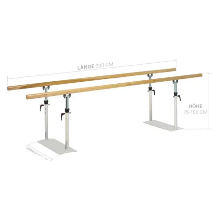 Parallel bars standard, bar length 3 m, bar made of wood
