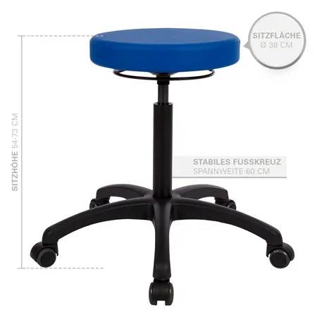 Swivel stool standard with comfort padding and roles