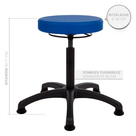 Rotatory stool standard with comfort cushion and glides