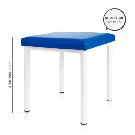 stool robusta with cushion, L x B 40 x 40 cm, frame color white
