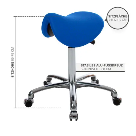 Saddle stool with cushion, exclusive with wheels