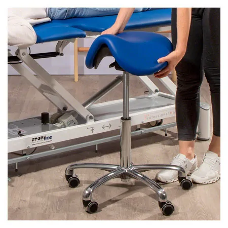 Saddle stool with cushion, exclusive with wheels