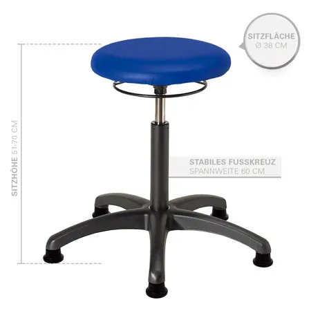 Rotatory stool standard with comfort cushion and glides