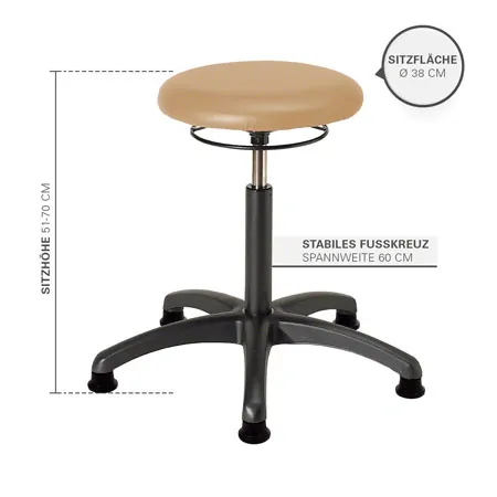 Rotatory stool standard with comfort cushion and glides