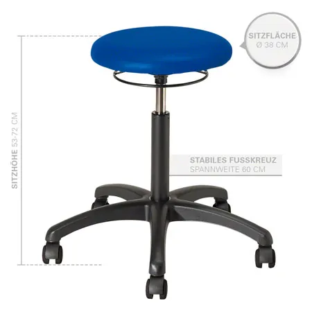 Rotatory stool standard with cushion and wheels