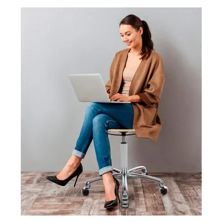 Rotatory stool exclusive with wooden seat and castors