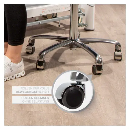 Rotatory stool exclusive with wooden seat and castors