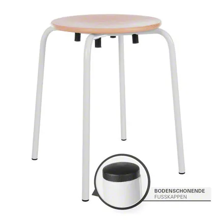 Standard gymnastics stool with wooden seat, � 35 cm, frame color white