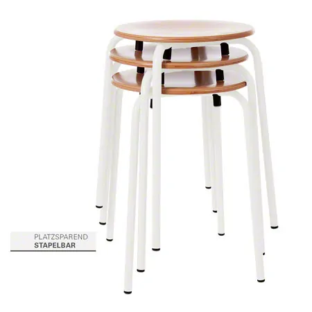 Standard gymnastics stool with wooden seat, � 35 cm, frame color white