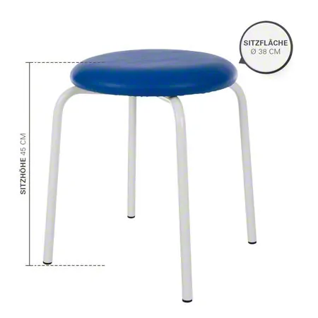 Gymnastics stool standard with cushion,    38 cm, frame color white