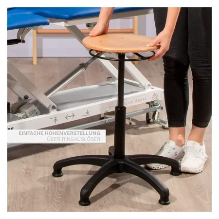 Standard swivel stool with wooden seat and glides