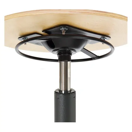 Standard swivel stool with wooden seat and rolls