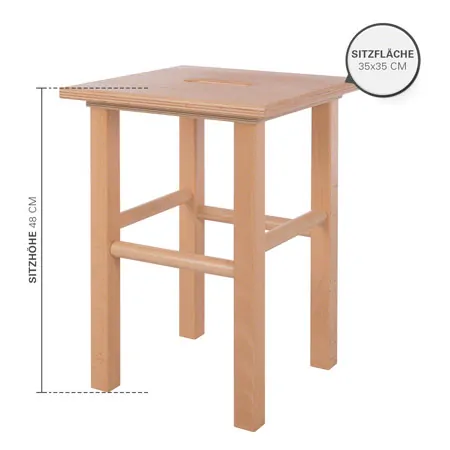 Wooden stool made of hardwood, LxW 35x35 cm
