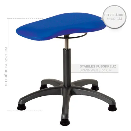 Therapy stool with cushion, standard with glides