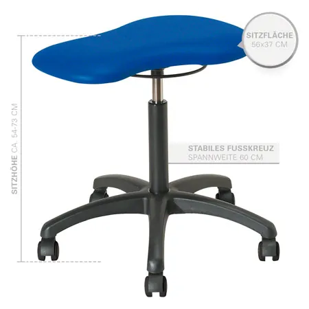 Therapy stool with cushions, standard with wheels