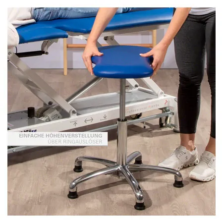 Therapy stool with cushion, exclusive with glides