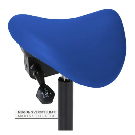 Saddle stool with cushion, standard with wheels