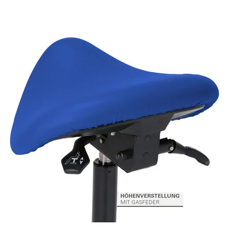Saddle stool with cushion, standard with wheels