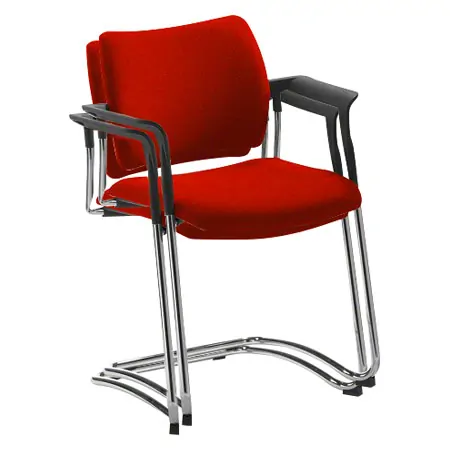 Cantilever chair with cushion and armrest