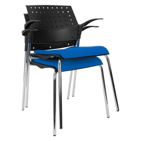 Stacking chair with cushion and armrest