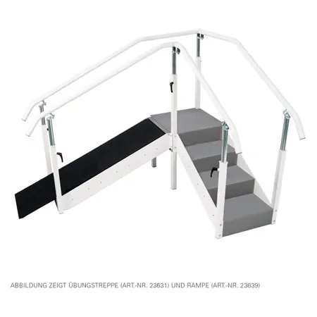 Exercise staircase with adjustable handrail, single design