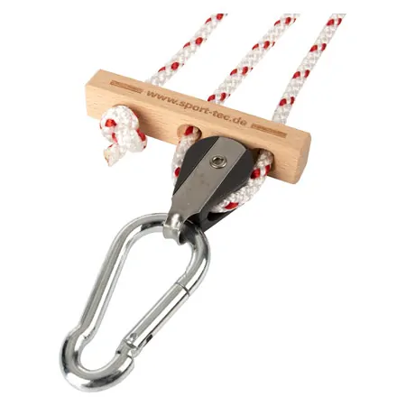Pulley block with snap hook, 110-145 cm