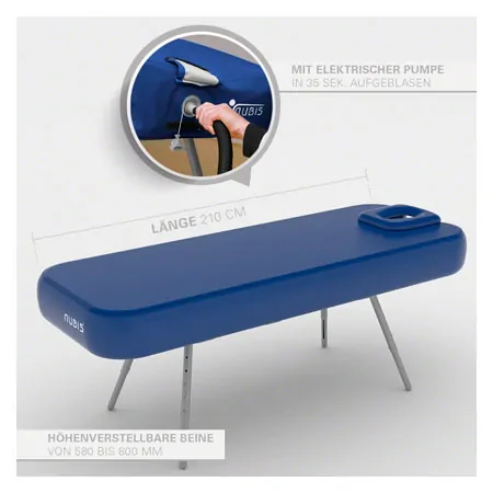 NUBIS Inflatable Massage Table Pro XL 2.0, L x W x H 210 x 75 x 58-80 cm