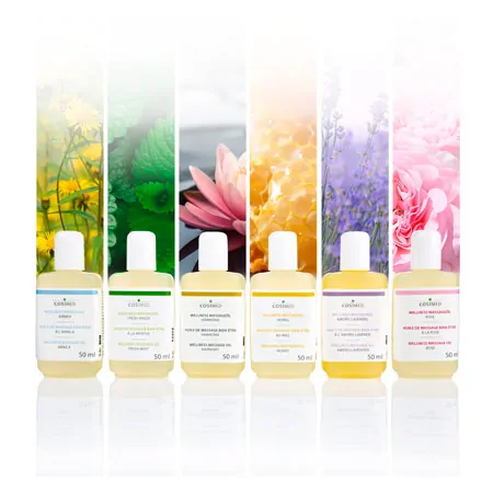 Test set wellness-massage oil, 6 bottles of 50 ml