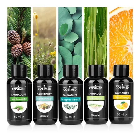 tester set sauna fragrances, 5 bottles of 50 ml