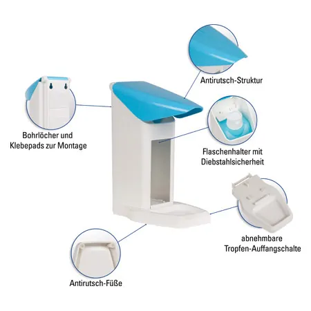 Disinfectant dispenser Eurospender Safety plus, incl. Pump, for 350/500 ml bottles