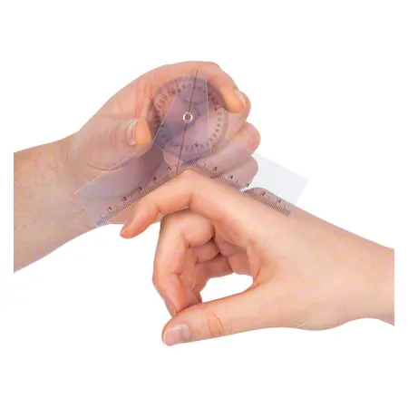 Finger protractor, leg length 8 cm, transparent