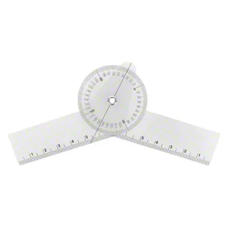 Finger protractor, leg length 8 cm, transparent