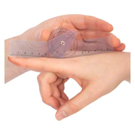 Finger protractor, leg length 8 cm, transparent
