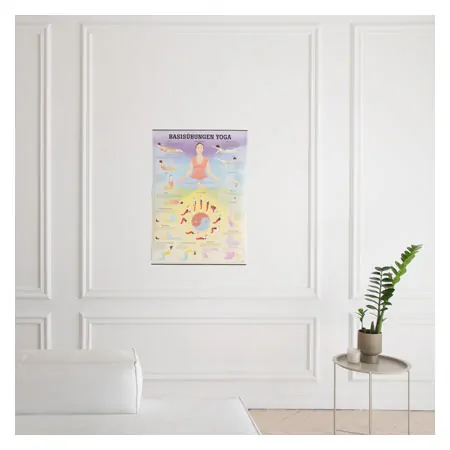 Wall chart - basic exercises yoga - , LxW 100x70 cm