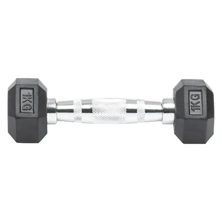 Hex rubber compact dumbbell, 1 kg, piece