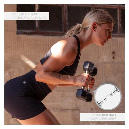 Hex rubber compact dumbbell, 1 kg, piece