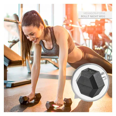 Hex rubber compact dumbbell, 2 kg, piece