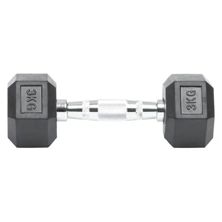 Hex rubber compact dumbbell, 3 kg, piece