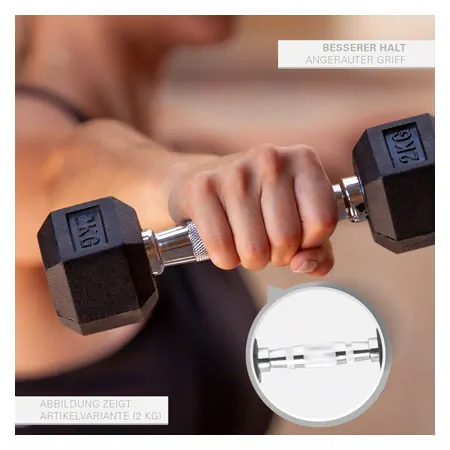 Hex rubber compact dumbbell, 4 kg, piece