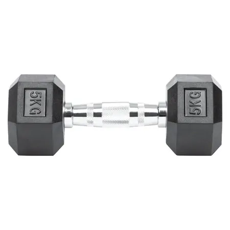 Hex rubber compact dumbbell, 5 kg, piece